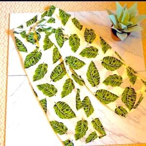 SAGE & CITRUS Cream & Green Tropical Palm Floral High Waist Wide Leg Pants Small